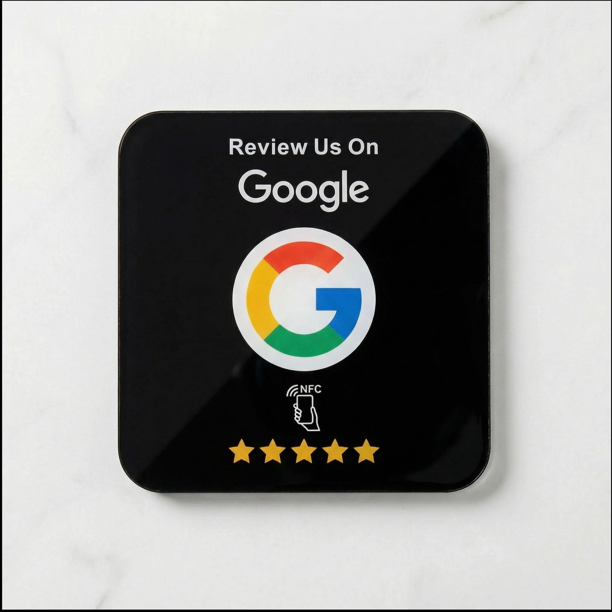 Premium black acrylic NFC Google review plate